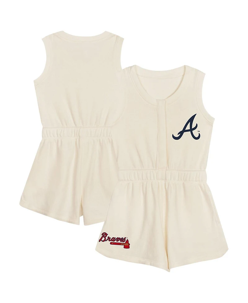 Outerstuff Girls Preschool Cream Atlanta Braves Girl Power Tank Romper