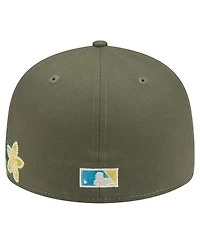 New Era Men's Olive Florida Marlins Cooperstown Collection Tonal Florals 59FIFTY Fitted Hat