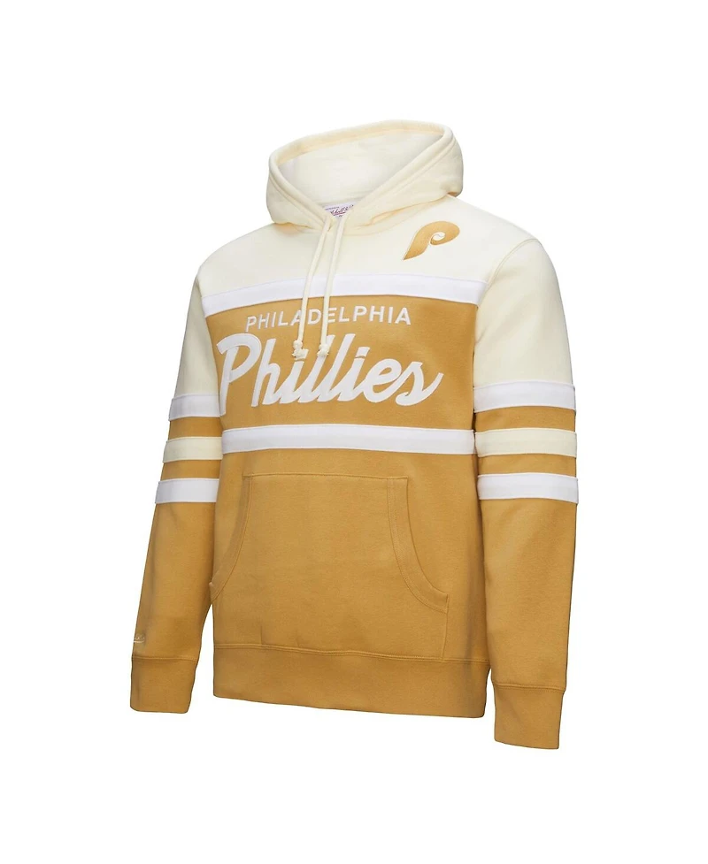 Mitchell & Ness Men's Tan/Cream Philadelphia Phillies Head Coach Pullover Hoodie