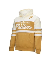 Mitchell & Ness Men's Tan/Cream Philadelphia Phillies Head Coach Pullover Hoodie