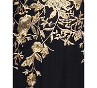 Betsy & Adam Petites Chiffon V-Neck Long A-Line Dress