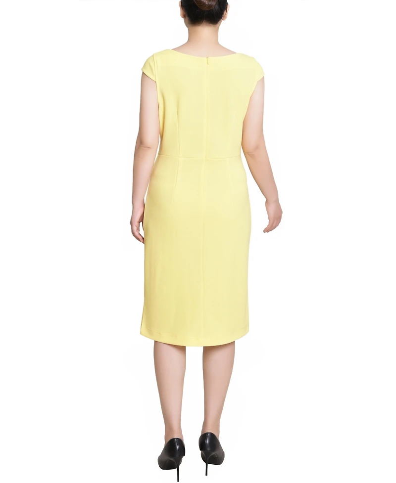 Ny Collection Petite Cap Sleeve Exposed Zipper Dress
