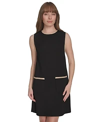 Tommy Hilfiger Petites Sleeveless Colorblocked-Pocket Shift Dress