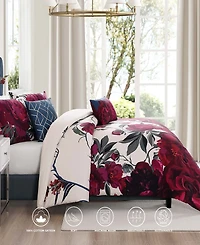 Bebejan Zinnia Bedding 100% Cotton Sateen 5 Piece Queen Size Reversible Comforter Set
