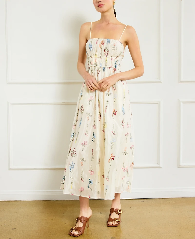 Line & Dot Women's Fiori Floral-Embroidered Maxi Dress