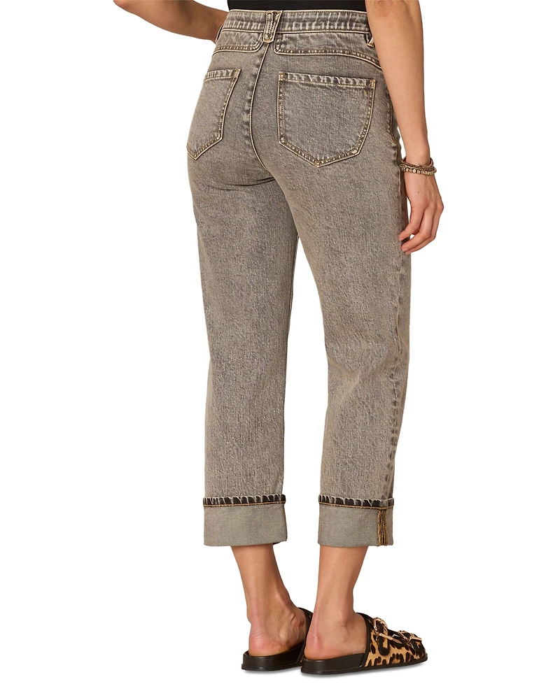 Democracy Petite "Ab" Solution High Rise Cropped Boyfriend Jeans