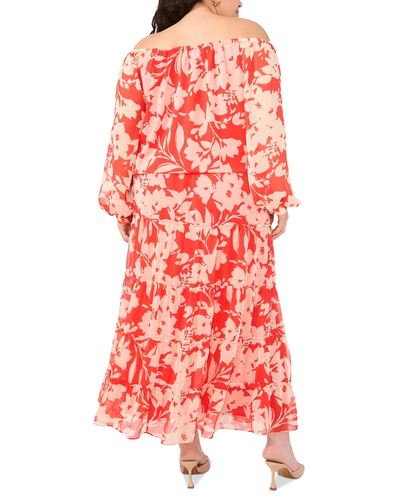 Vince Camuto Plus Tiered Smocked-Waist Maxi Skirt