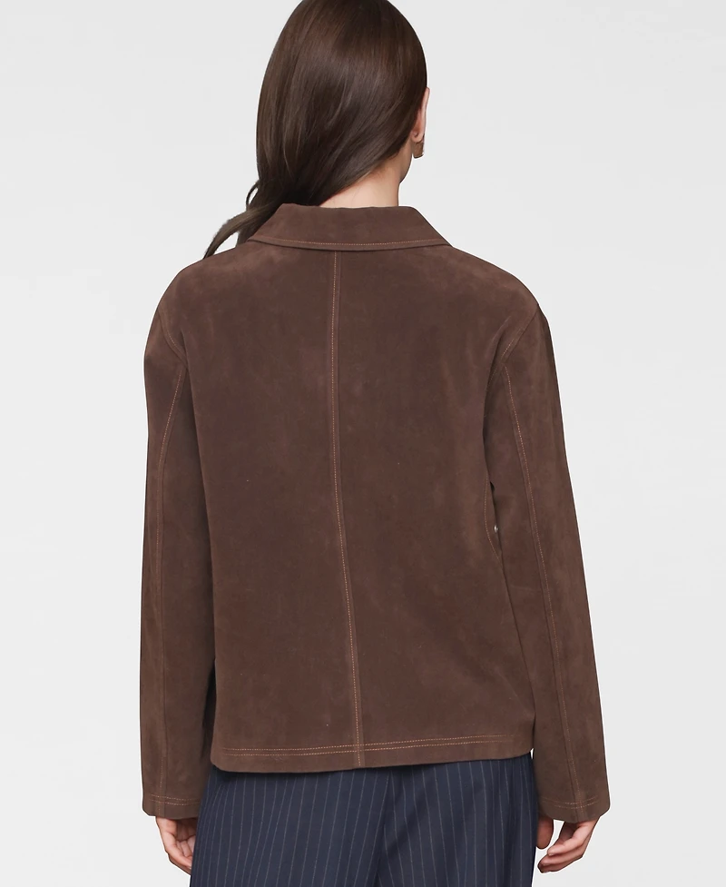Avec Les Filles Women's Wing-Collar Faux-Suede Jacket