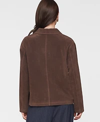 Avec Les Filles Women's Wing-Collar Faux-Suede Jacket