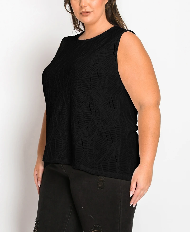 Coin 1804 Plus Spiral Wave Texture Strappy Back Tank Top