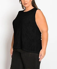 Coin 1804 Plus Spiral Wave Texture Strappy Back Tank Top