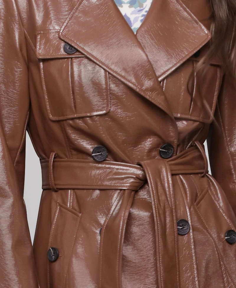Avec Les Filles Women's Belted Faux-Leather Trench Coat