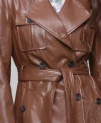 Avec Les Filles Women's Belted Faux-Leather Trench Coat