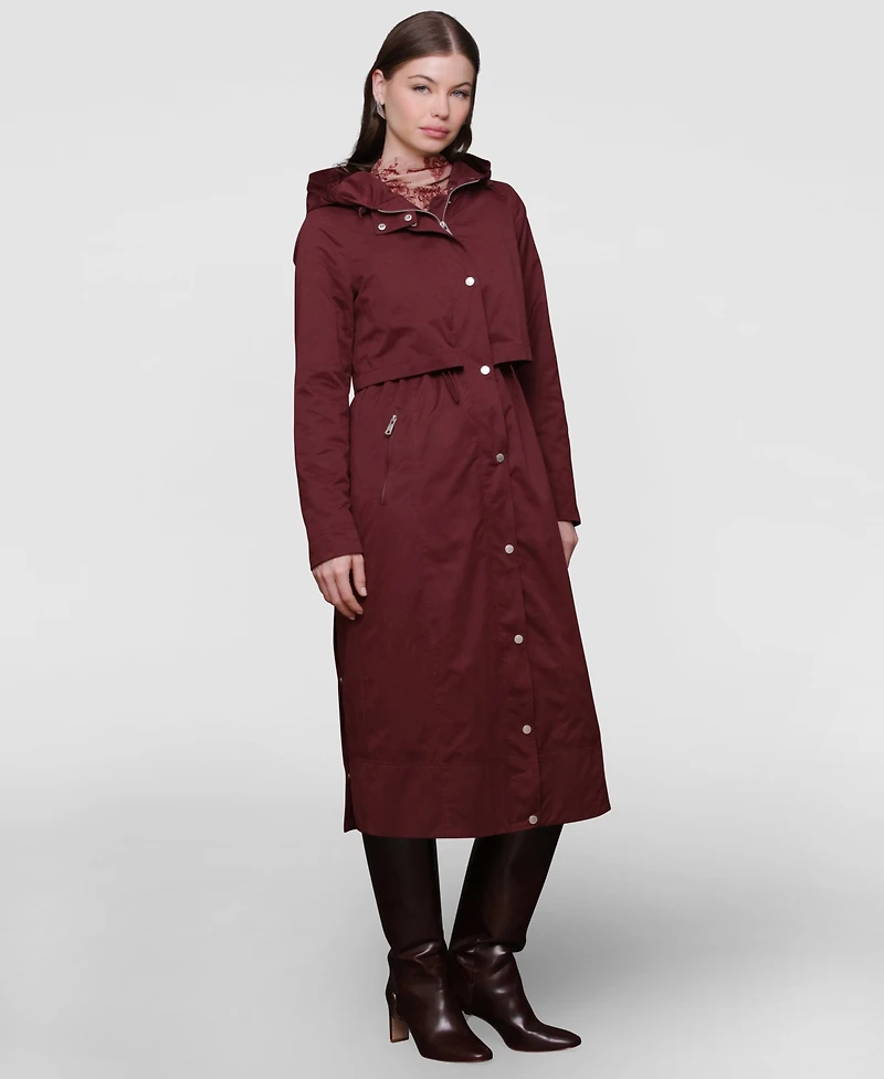 Avec Les Filles Women's Hooded Canvas Maxi Coat