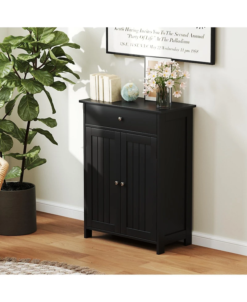 Slickblue Bathroom Floor Cabinet Freestanding Storage Organizer with 2 Doors