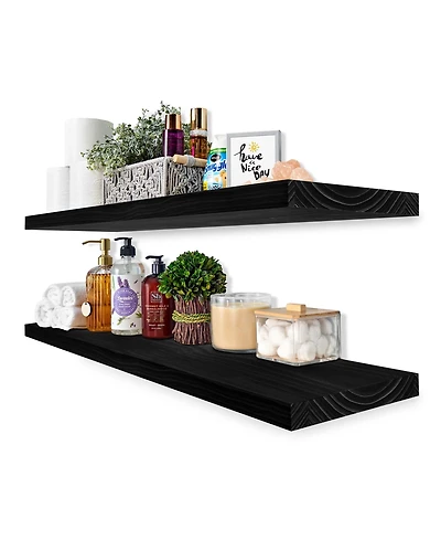 Sorbus 2 Pack 35" Solid Wood Floating Shelves - for Bathroom Decor, Books, Bedroom & Living Room