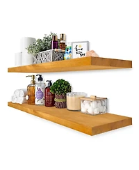 Sorbus 2 Pack 35" Solid Wood Floating Shelves - for Bathroom Decor, Books, Bedroom & Living Room