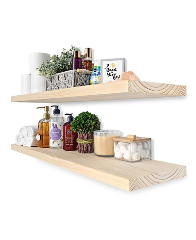 Sorbus 2 Pack 35" Solid Wood Floating Shelves - for Bathroom Decor, Books, Bedroom & Living Room