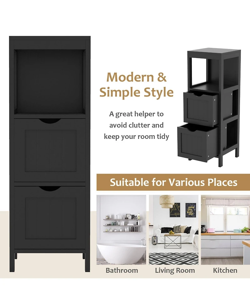 Freestanding Storage Cabinet with 2 Removable Drawers for Bathroom