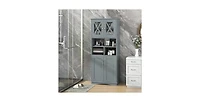 Tall Bathroom Cabinet Large Floor Storage Cabinet with Acrylic Doors and 3 Cubes