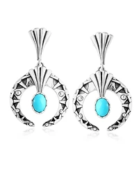 American West Jewelry Sterling Silver Sleeping Beauty Turquoise Fritz Casuse Oval Gemstone Naja Earrings