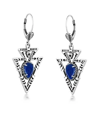 American West Jewelry Sterling Silver Lapis Arrowhead Lever Back Earrings