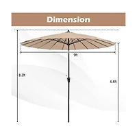 9 Feet Round Patio Umbrella with 18 Fiberglass Ribs
