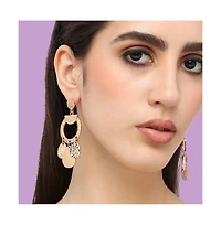 Sohi Women's White Dented Drop Earrings