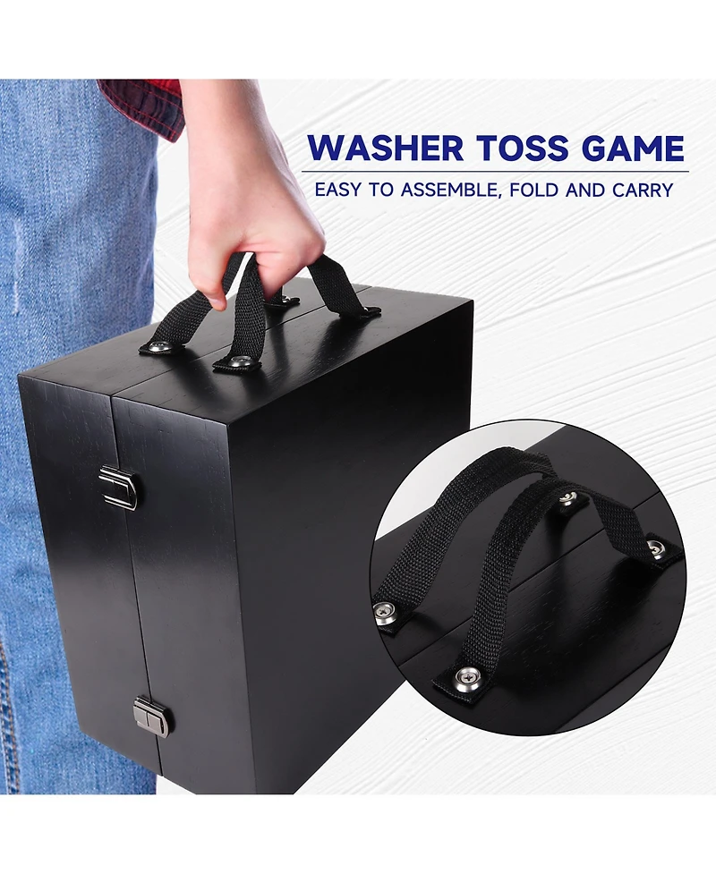Quality Outdoor Solid Wood Washer Toss Game Set with of 8 Replacement Washers