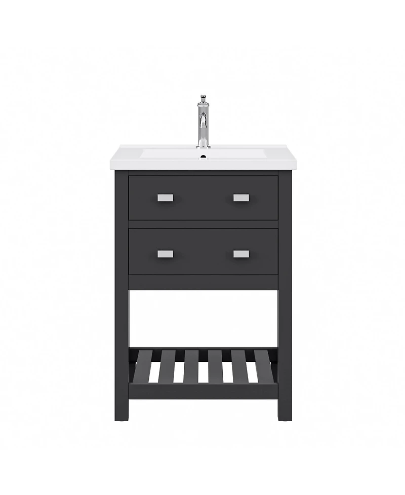 Viola 24 in. W Bath Vanity in Dark Espresso with Ceramic Vanity Top in White with Integrated White Basin