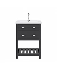 Viola 24 in. W Bath Vanity in Dark Espresso with Ceramic Vanity Top in White with Integrated White Basin
