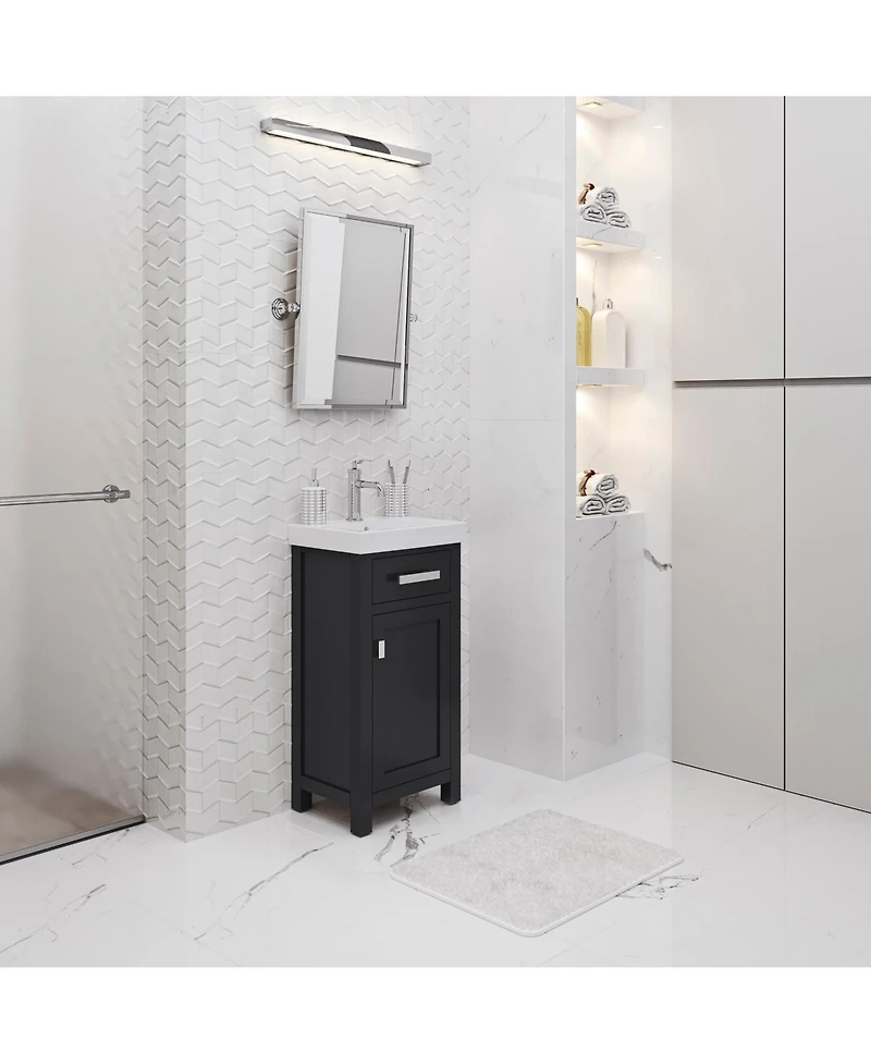 Mia 18 in. W Bath Vanity in Espresso Finish with Ceramics Integrated Vanity Top with White Basin
