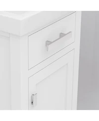 Mia 18 in. W Bath Vanity in Pure White Finish with Ceramics Integrated Vanity Top with White Basin