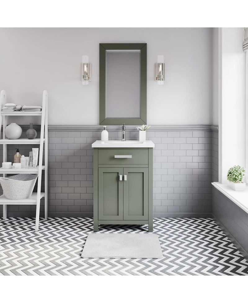 Myra 24 in. W x 18 in. D Bath Vanity in Glacial Green with Ceramics Vanity Top in White with White Basin