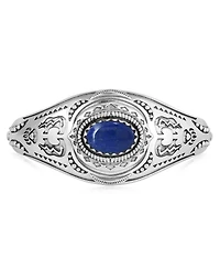 American West Jewelry Sterling Silver Lapis Oval Cut Bear Cuff Bracelet