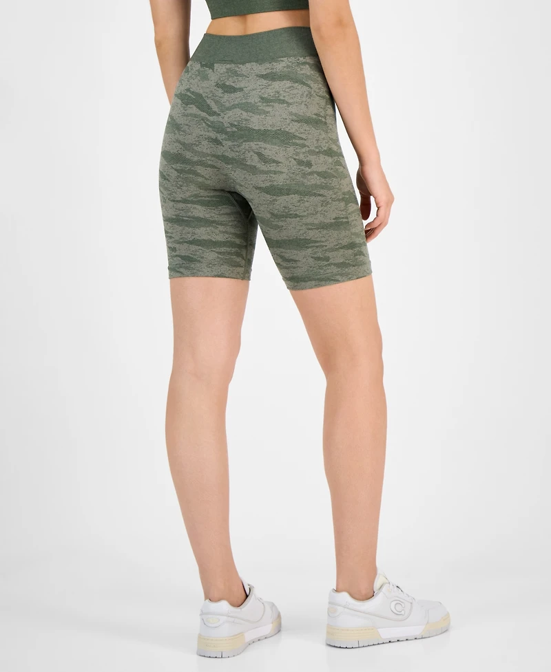 Id Ideology Women's Printed Seamless Bike Shorts, Exclusively at Macy's