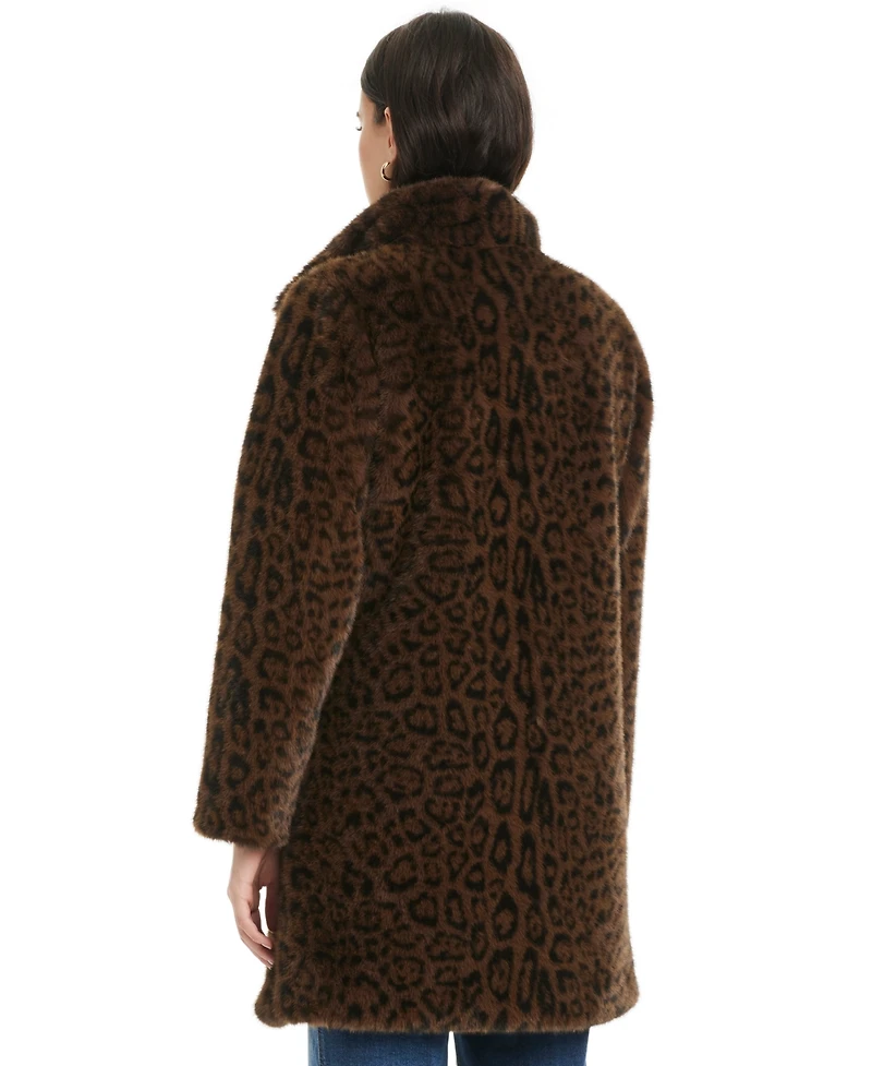 Jones New York Petite Faux-Fur Stand-Collar Coat