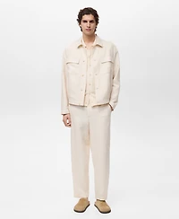 Mango Men's Bowling-Style Linen Overshirt