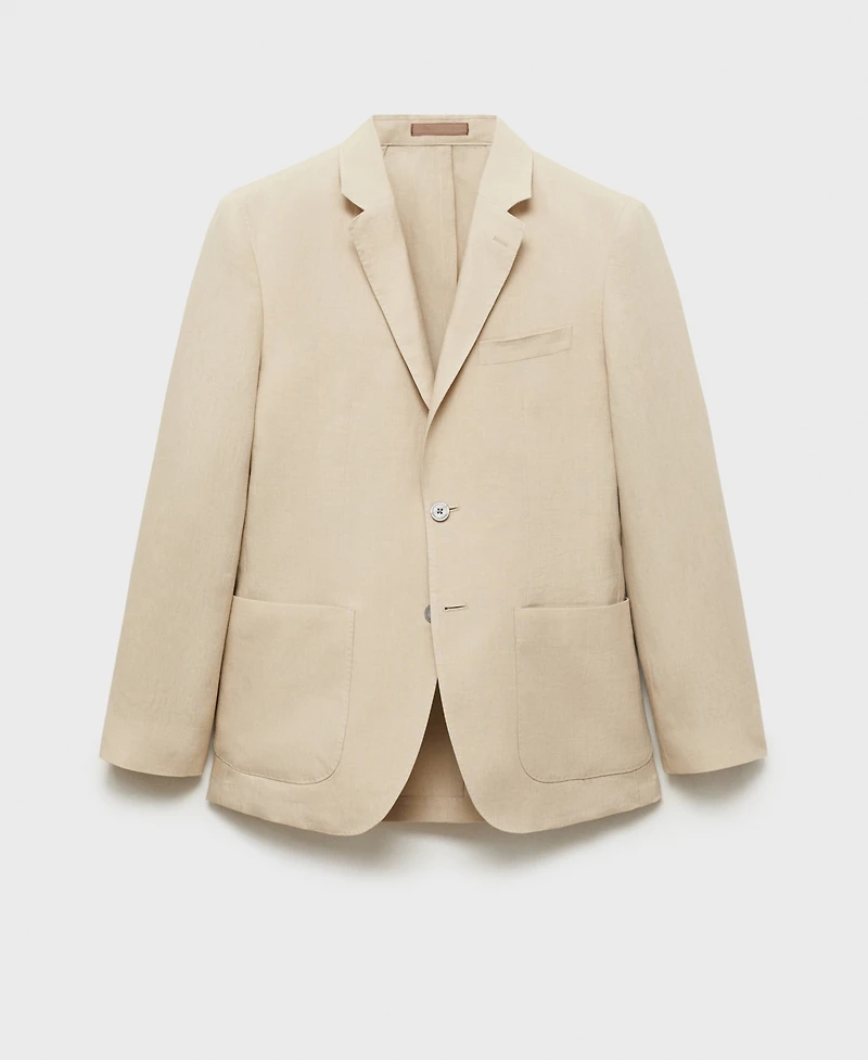 Mango Men's Patch Pockets Linen Blazer