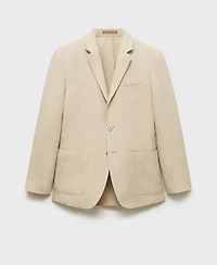Mango Men's Patch Pockets Linen Blazer