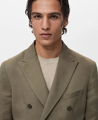 Mango Men's Linen Slim-Fit Double-Breasted Suit Blazer