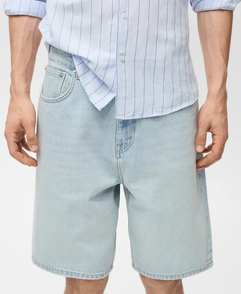 Mango Men's Denim Relaxed-Fit Bermuda Shorts