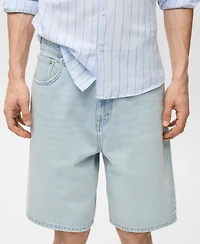 Mango Men's Denim Relaxed-Fit Bermuda Shorts