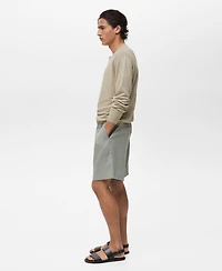 Mango Men's Linen Pleated Bermuda Shorts