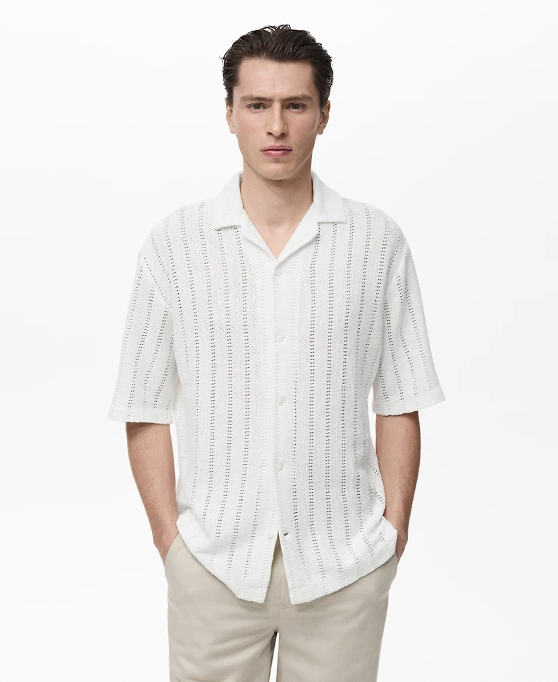Mango Men's Pointelle Detail Knitted Shirt