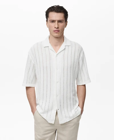 Mango Men's Pointelle Detail Knitted Shirt