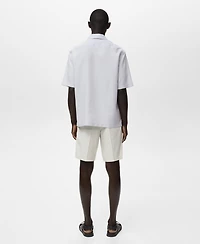Mango Men's Lyocell-Linen Bowling-Collar Shirt