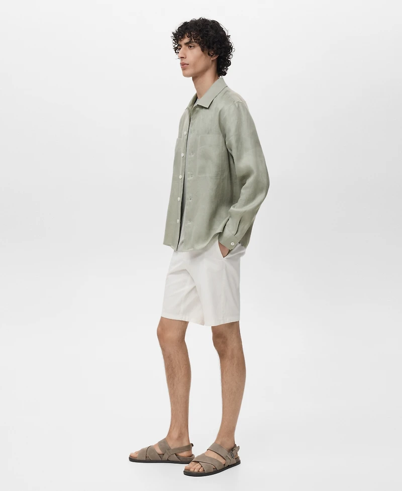 Mango Men's Linen Lightweight Overshirt