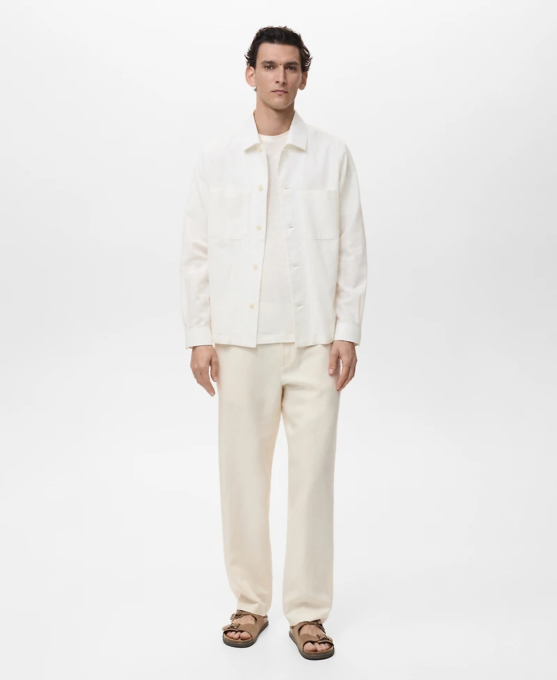 Mango Men's Pockets Linen Overshirt
