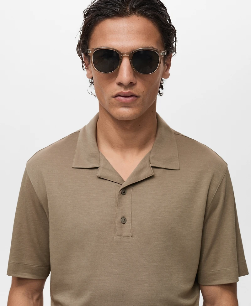 Mango Men's Bowling Collar Lyocell Polo Shirt
